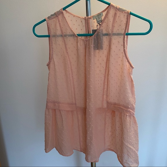 J. Crew Sleeveless Clip Dot Flounce Top - Picture 2 of 3